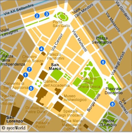 Map of San Marco area, Florence